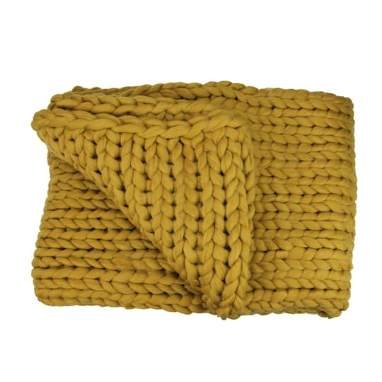 Golden Mustard Cable Knit Plush Throw Blanket By Northlight | 50" x 60" | Michaels®